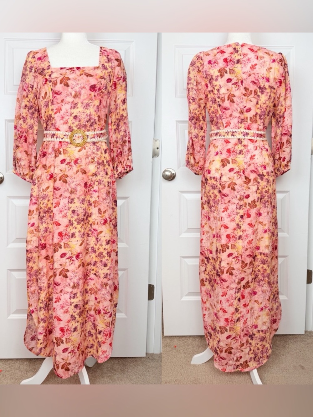 Anna Cate Jess Maxi Dress in Pink Ditsy Size Small